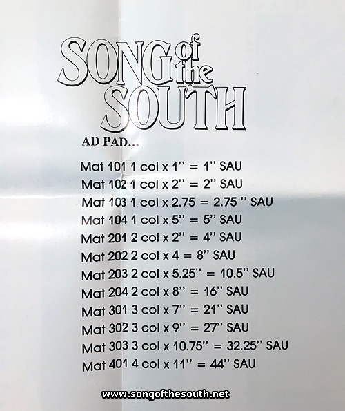 Song of the South Ad Pad